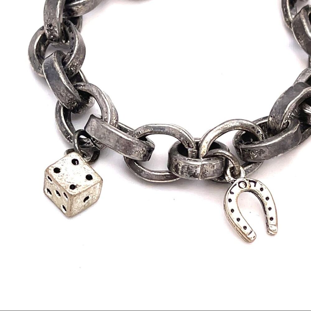 Heavy Metal Bracelet Charms Dice Horseshoe Money $ Lucky View 3